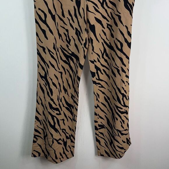 Le Lis Tan Zebra Stripe Silky Wide Leg Dress Pant (Medium) - Picture 5 of 13